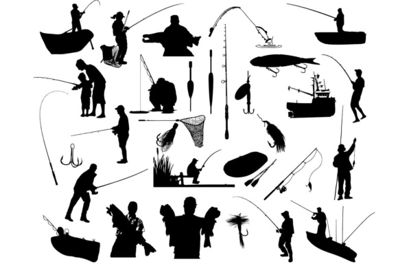 Fishing Silhouette: A Versatile Design Element for Creative Projects