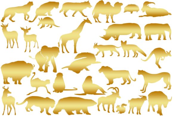 Gold Wild Animals Silhouettes