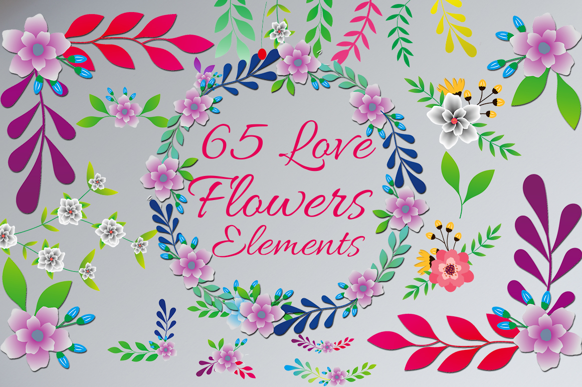 Love Flowers 65 Elements: A Versatile Resource for Creative Designers
